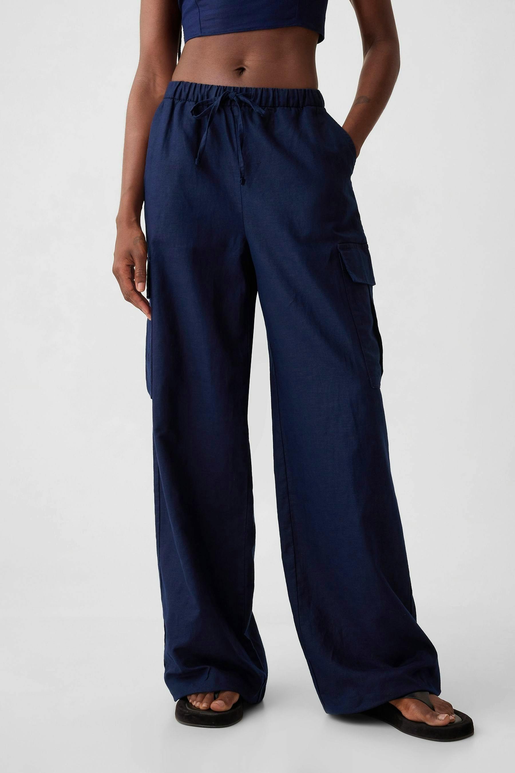 GAP Linen Cotton Blend Mid Rise Cargo Trousers, £55