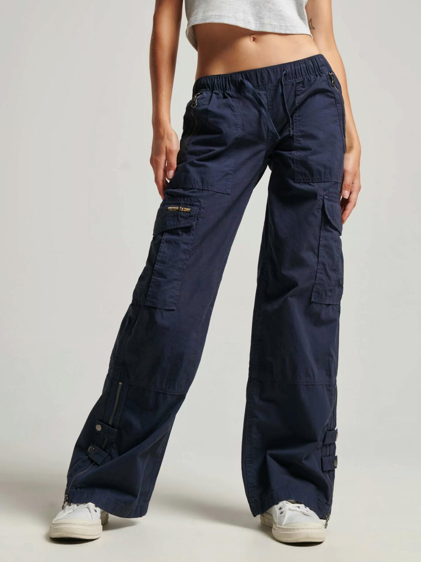 Superdry Low Rise Wide Leg Cargo Trousers, Eclipse Navy, £59.99