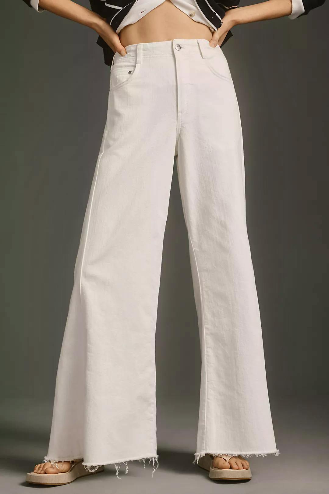 Anthropologie The Adi Mid-Rise Frayed Relaxed Flare Jeans by Pilcro, £120