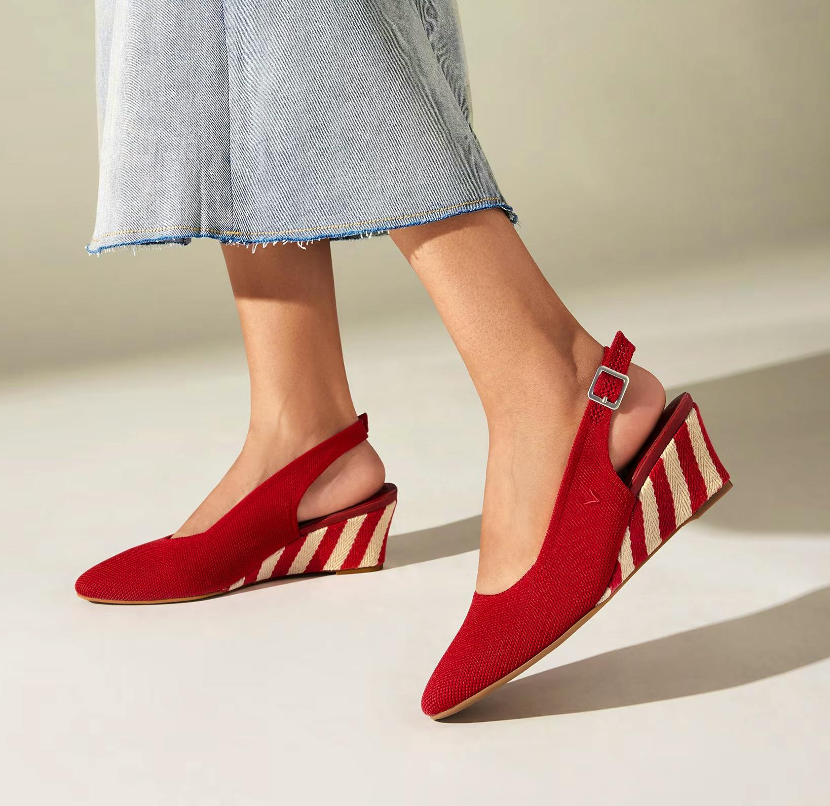 Vivaia Almond-Toe Slingback Wedge Heel Sandals, £70.72