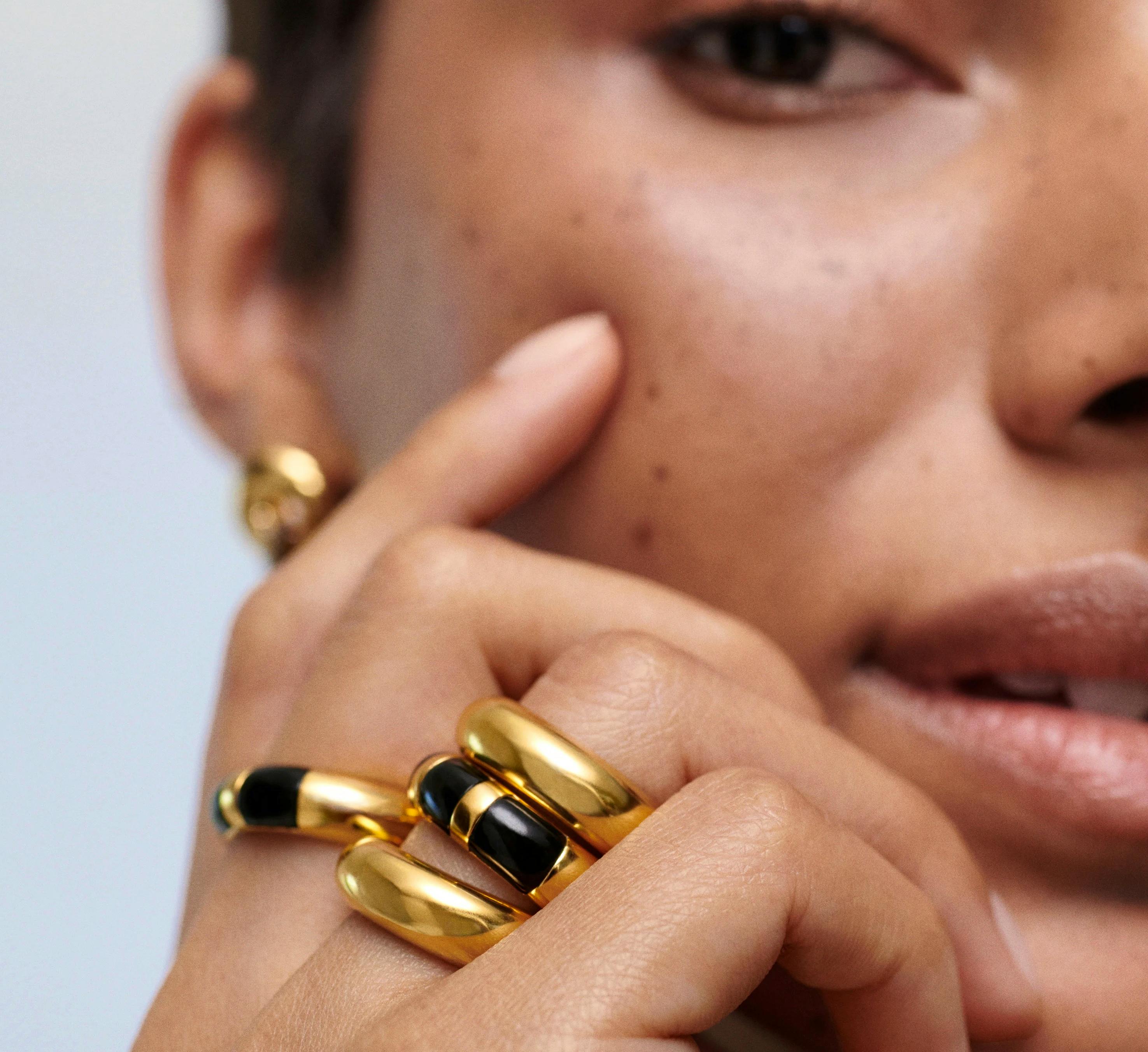 Monic Vinader Kate Young Black Onyx Stacking Rings, £256