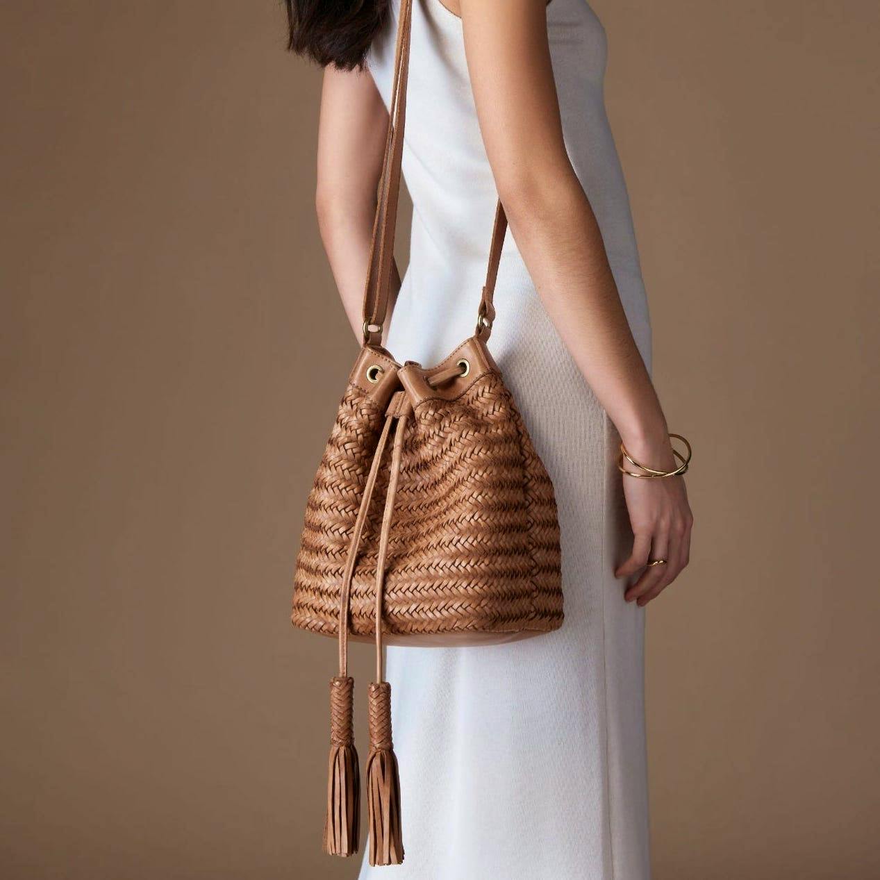 Osprey London The Joss Woven Leather Bucket Bag, £175 (Was £195)