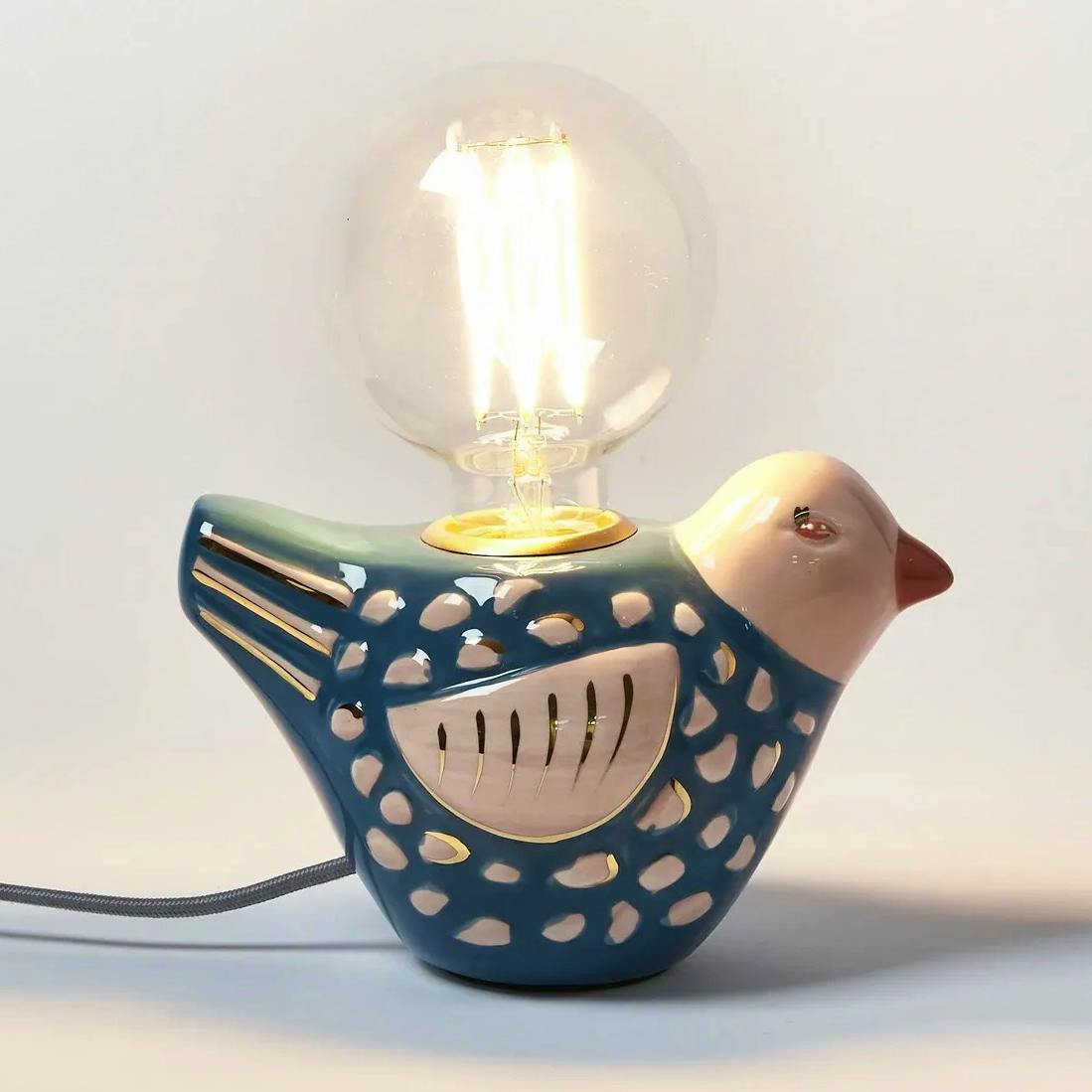 Oliver Bonas Ovie Bird Blue Ceramic Desk & Table Lamp, £45