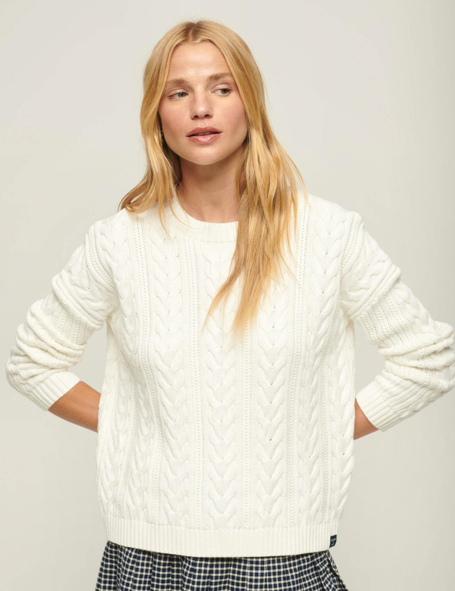 M&S X Superdry Pure Cotton Cable Knit Relaxed Jumper, £49.99