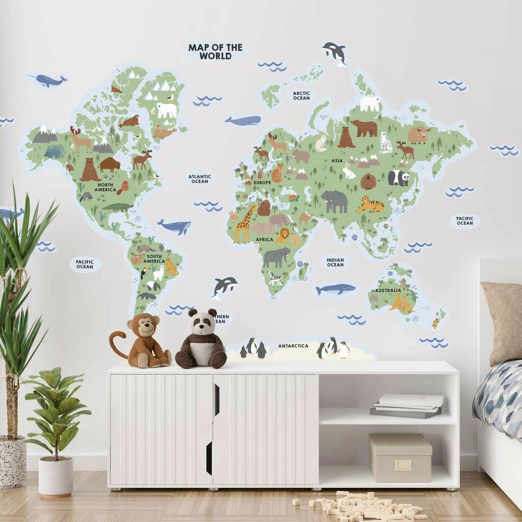 Not On The High Street Large Fabric World Map Wall Sticker, £30