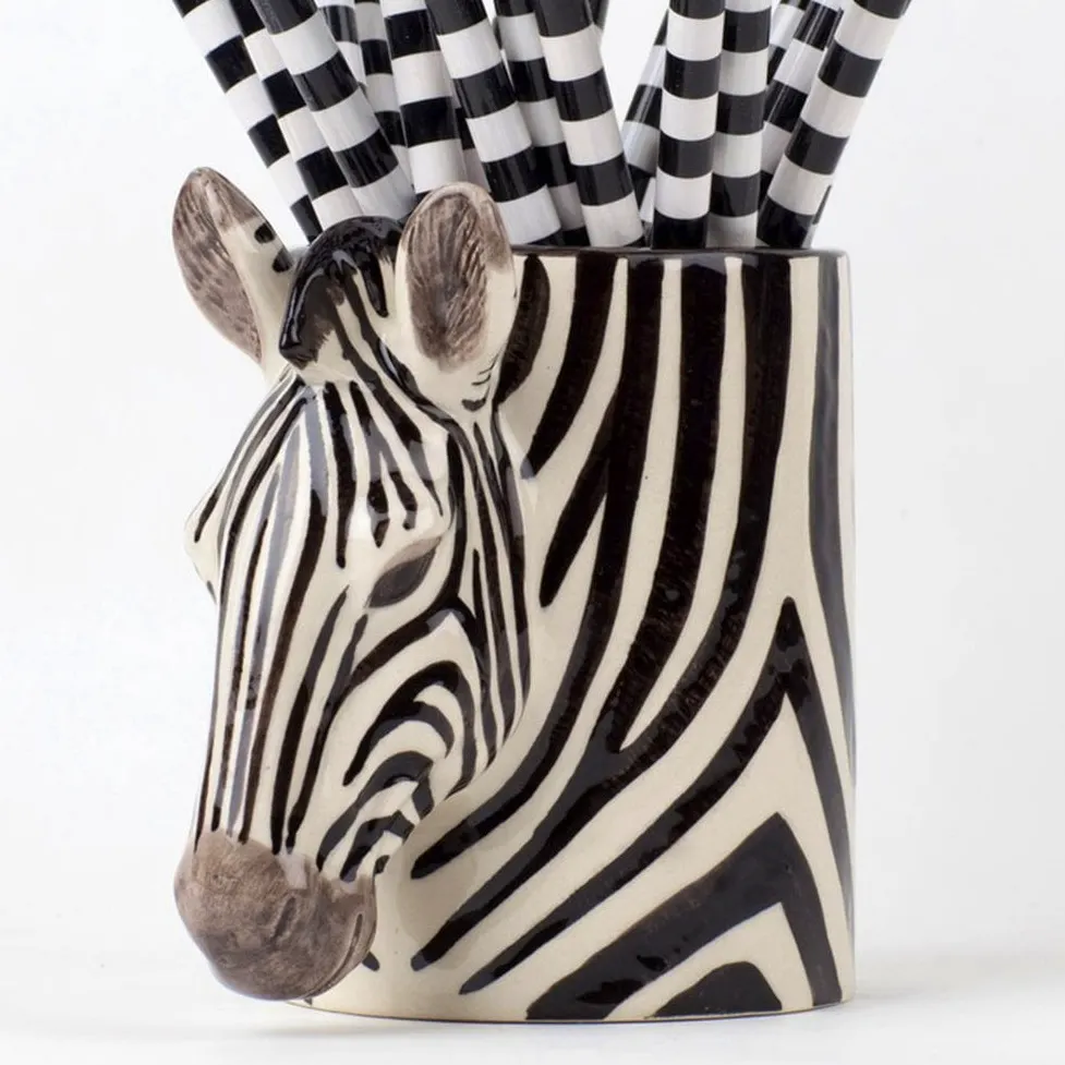 Sue Parkinson Quail Zebra Pencil Pot, £26