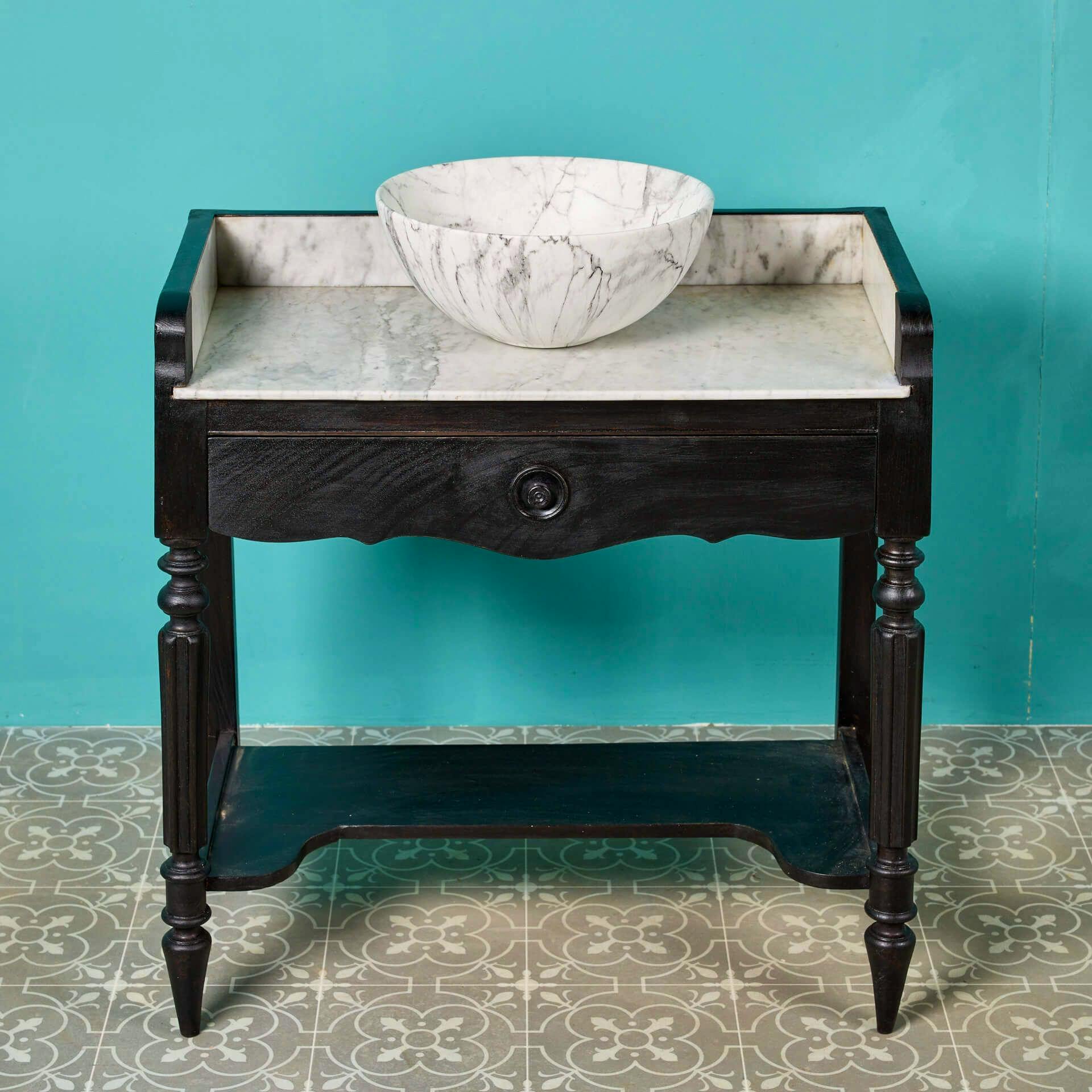 UK Architectural Heritage Antique Victorian Washstand with Carrara Marble and Porcelain Sink, £2,575