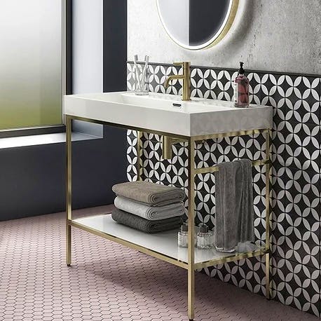 Victorian Plumbing Arezzo 1000 Brushed Brass Framed Washstand, £399.95
