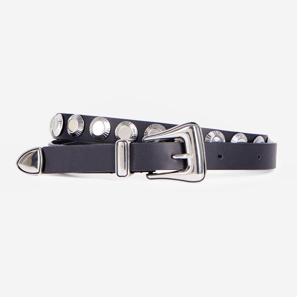 Kooples Thin Black Leather Belt, £65
