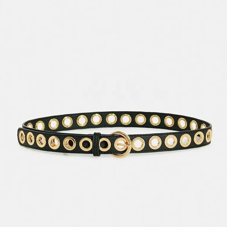 Essentiel Antwerp Black Recycled Leather Eyelet Belt, £57.50