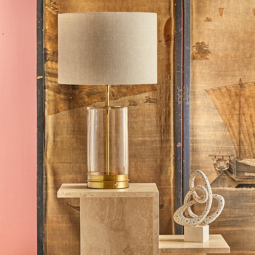 Pooky Wisteria Rechargeable Table Lamp In Glass Finished In Antique Brass, £199 (no shade)