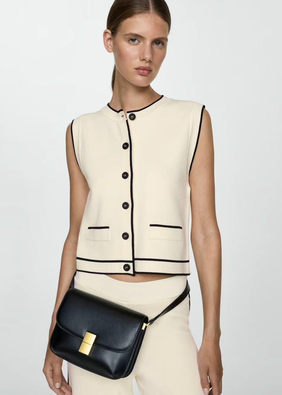 Mango Knitted Waistcoat With Contrast Piping, £35.99
