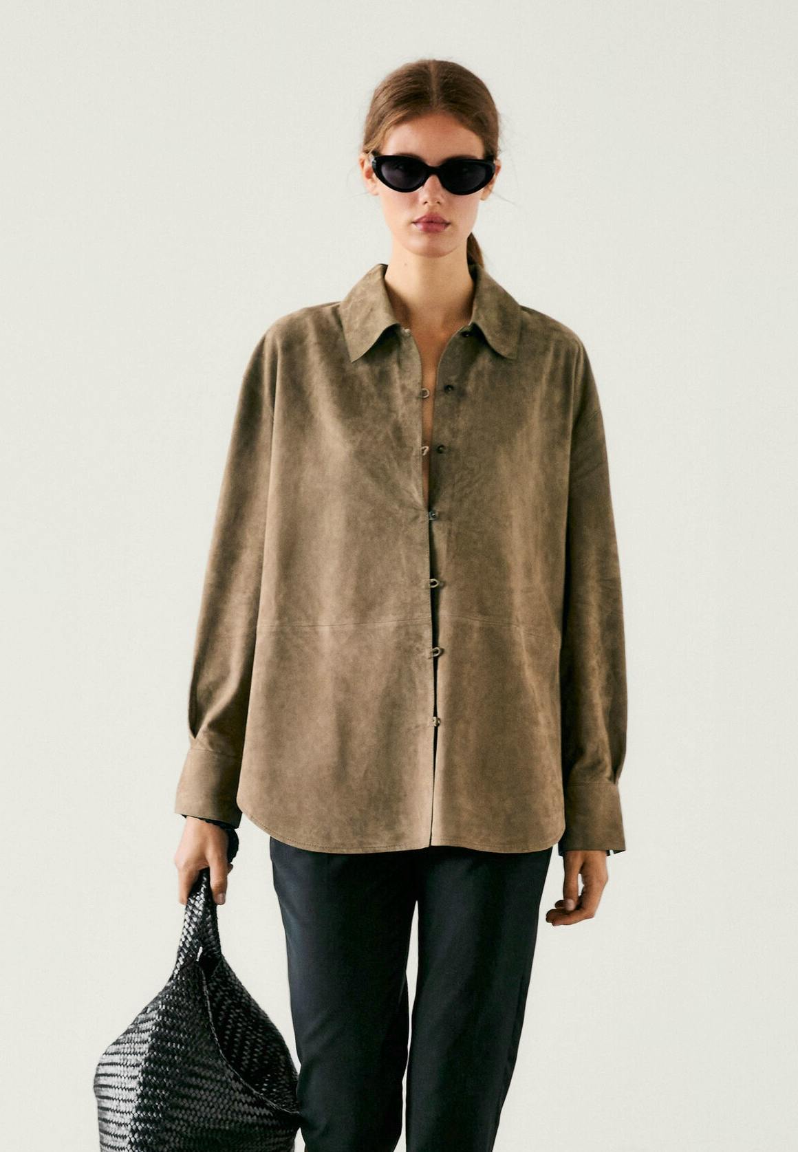 Massimo Dutti Suede Leather Buttoned Shirt, £299