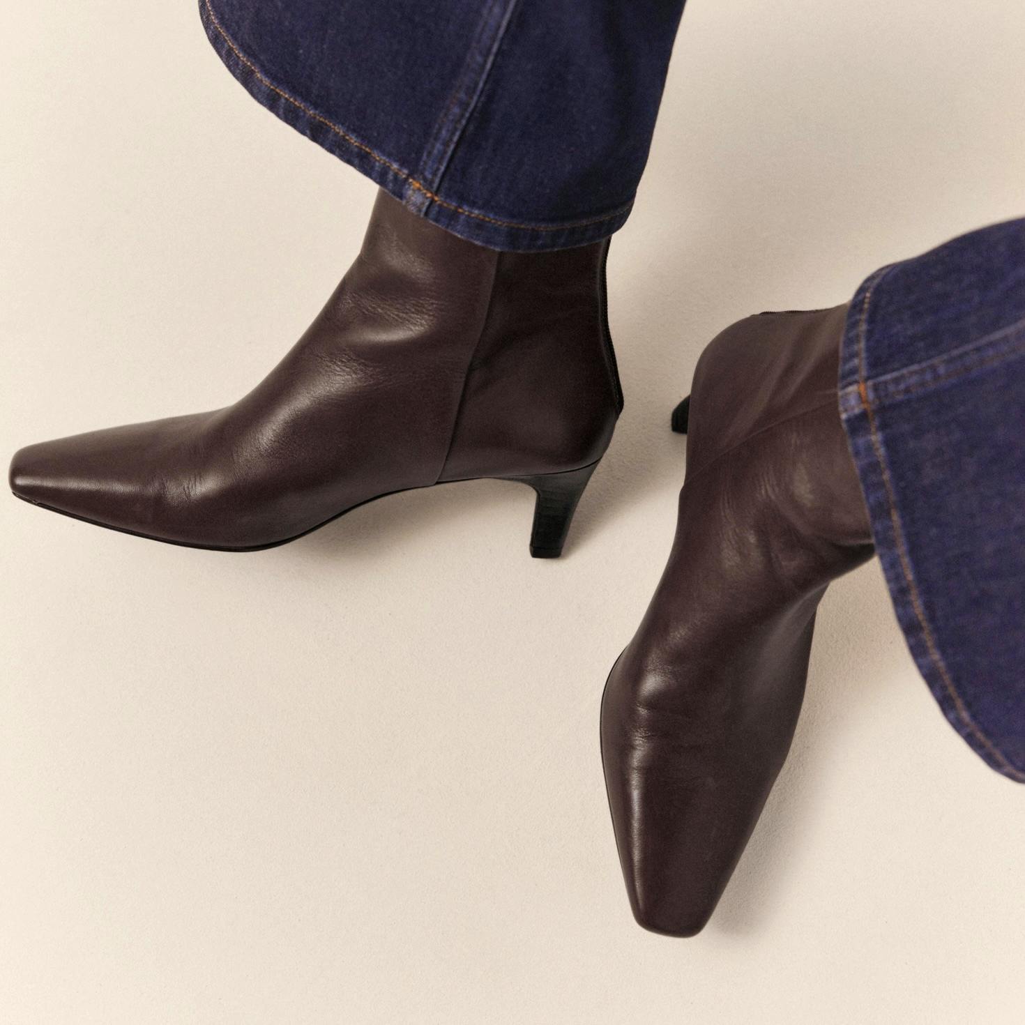 The White Company Leather Zip Back Low Heel Ankle Boots, £140