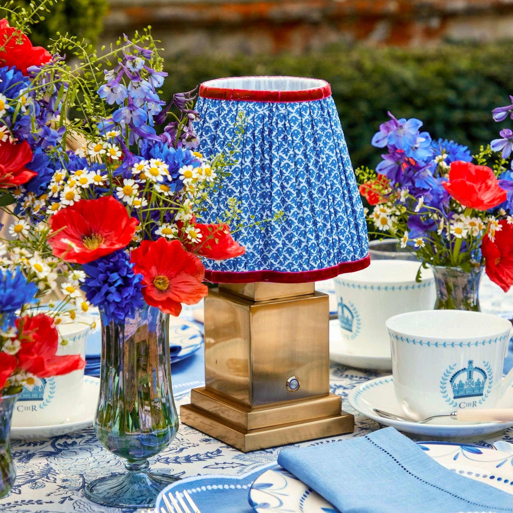 Mrs Alice Rechargeable Lamp With Blue Lotus Flower Lampshade (18cm)
£138