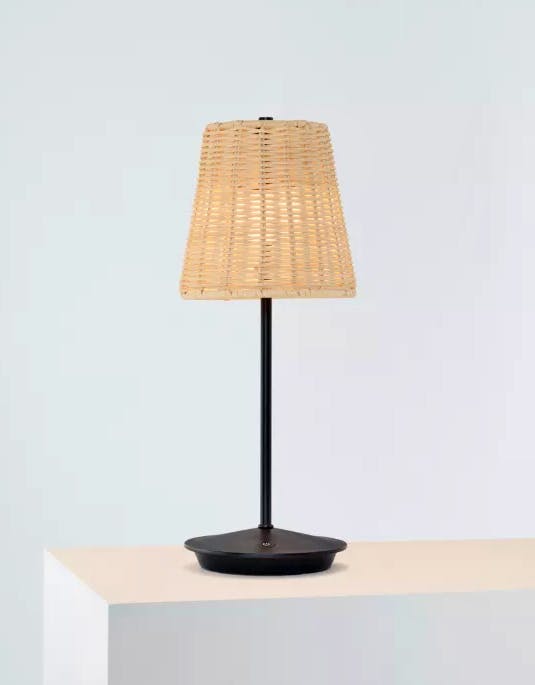 John Lewis Rattan Cordless Rechargeable Table Lamp, Black, £60