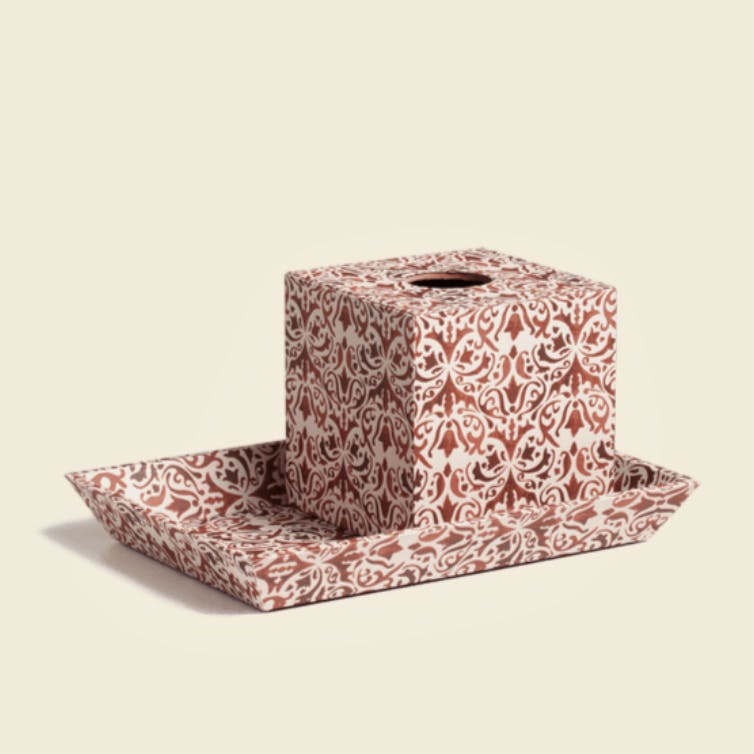 OKA Nassau Tissue Box and Tray - Washed Rust, £55