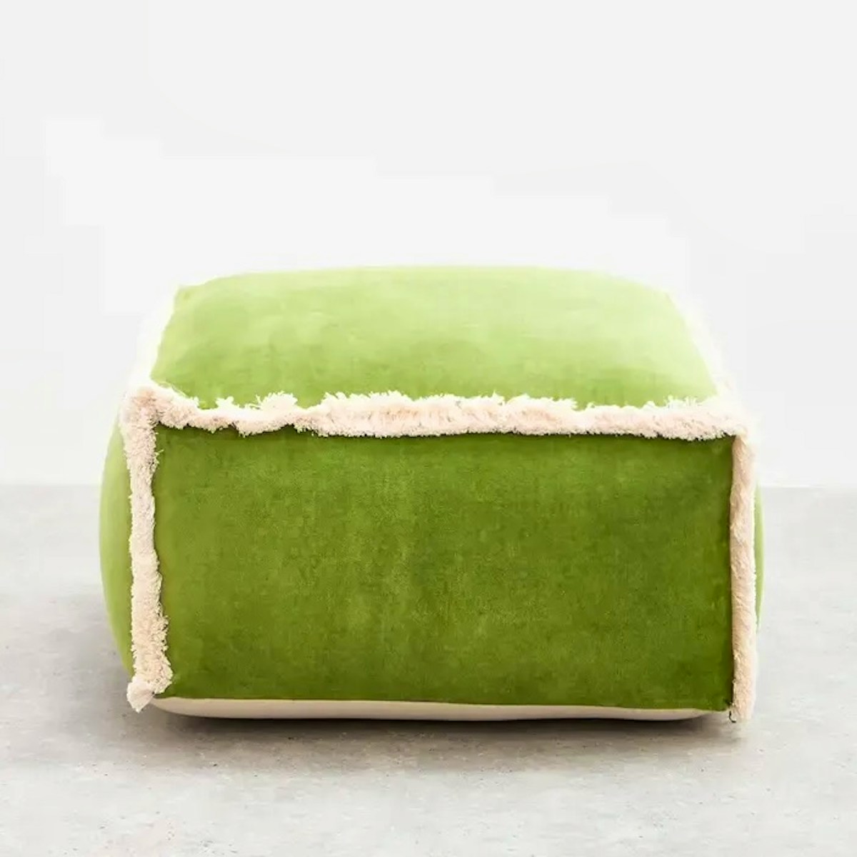 Oliver Bonas Issey Green Velvet Fringed Pouffe Footstool, £185
