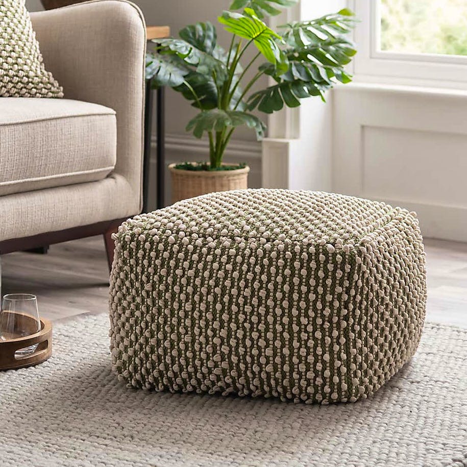 Dunelm Jersey Bobble Pouffe, £59
