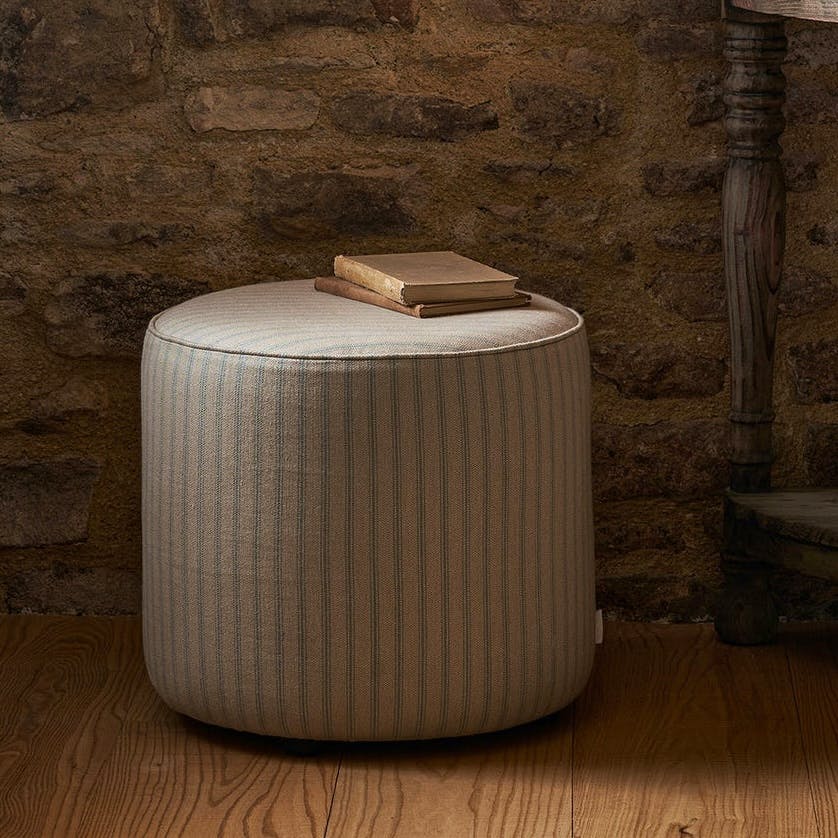 Sophie Allport Hambleton Pouffe - Burley Blue Stripe, £425