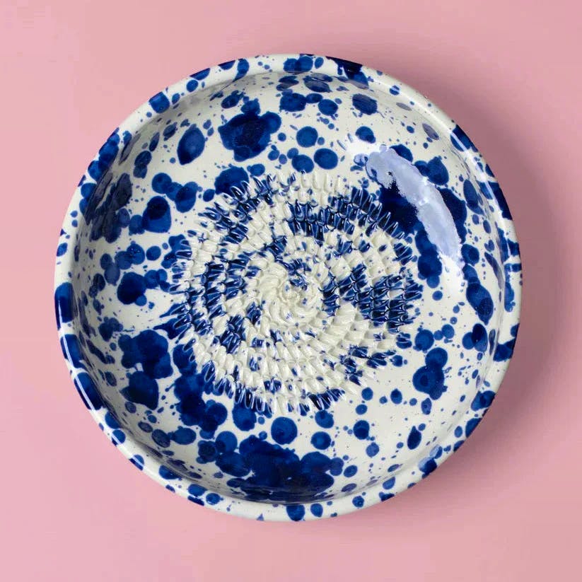 Quince & Cook Blue Splatter Grater Plate, Medium, £24