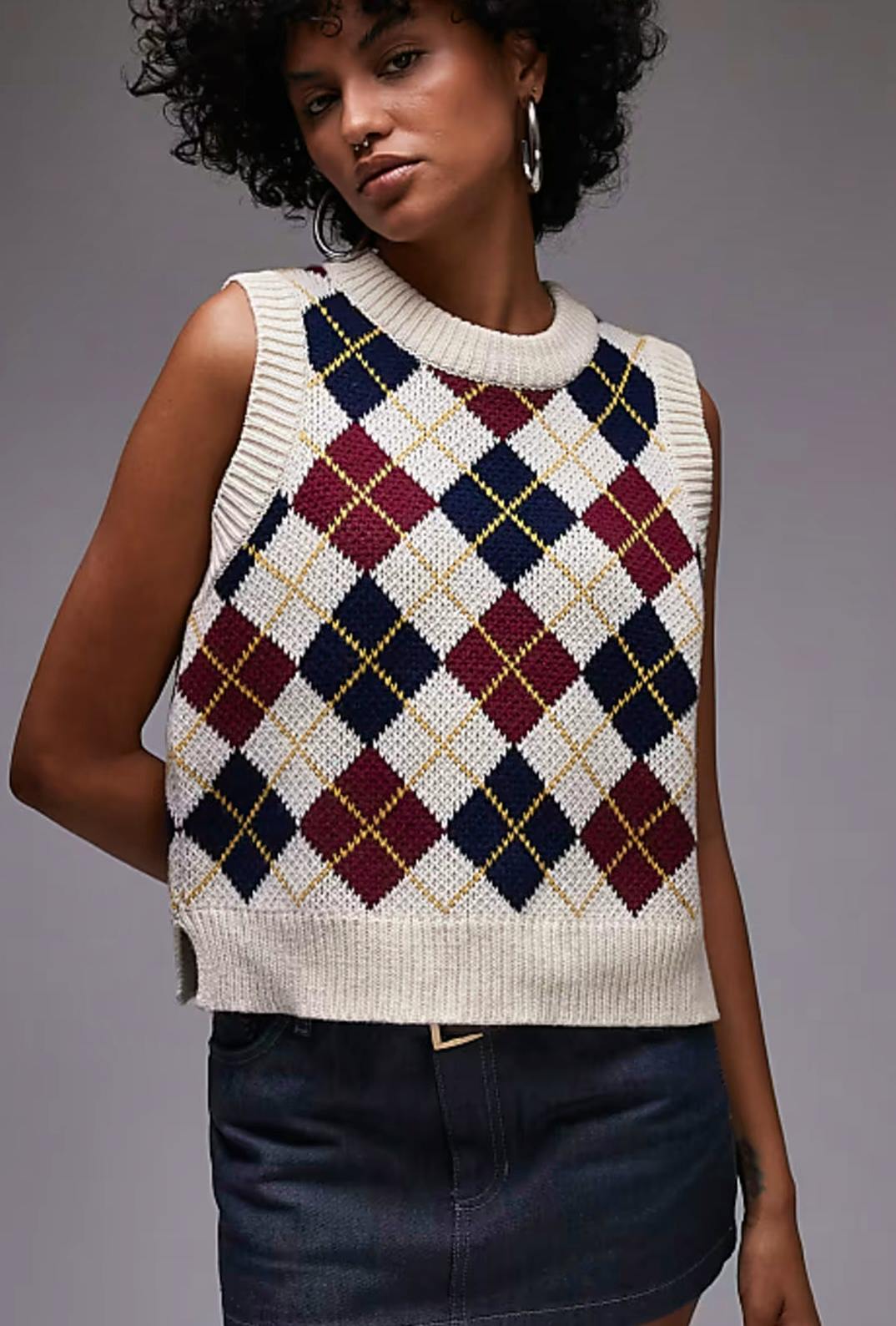 Asos Levi's Collegiate Argyle Knit Vest In Beige, £60