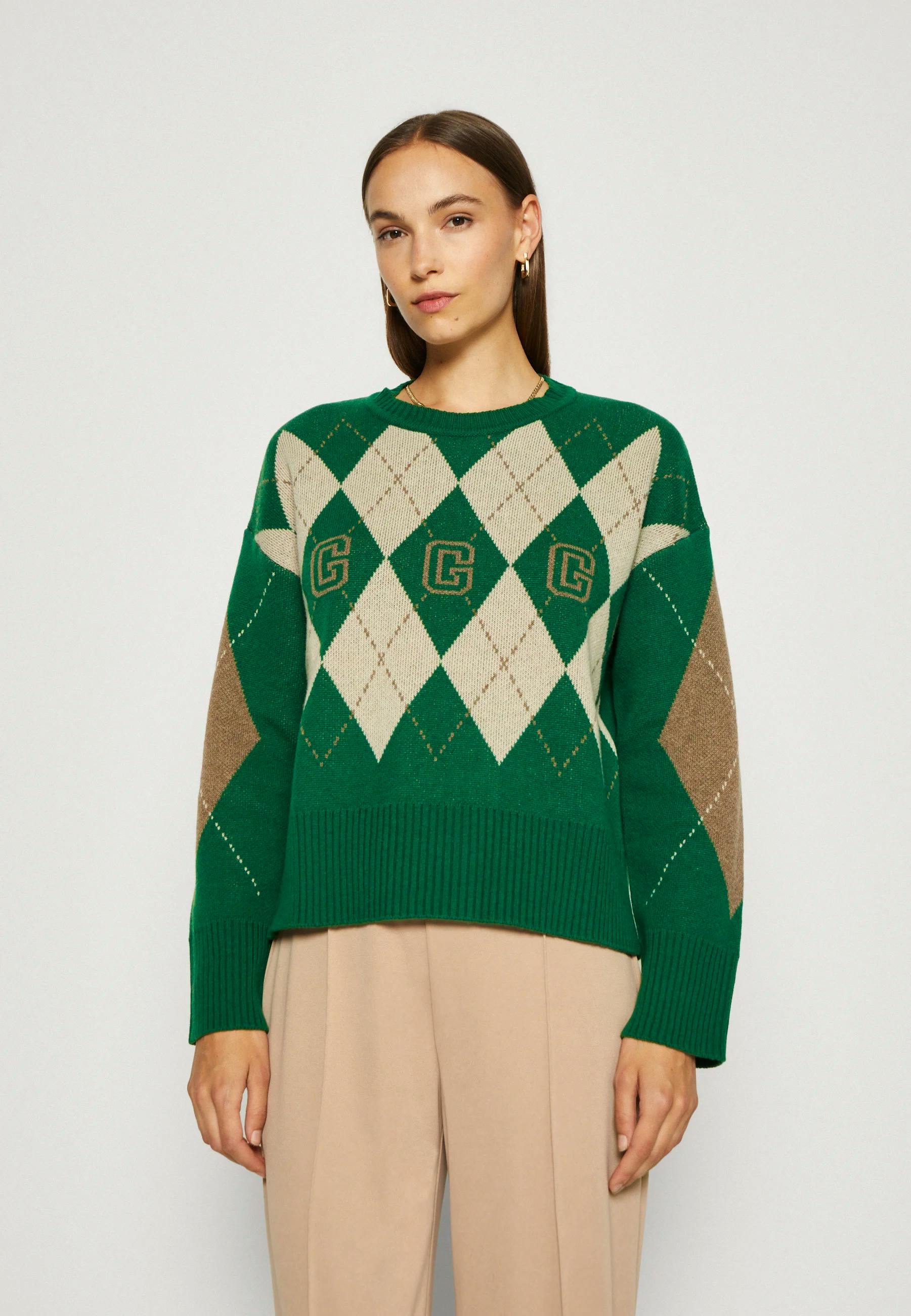 Gant SUPERFINE ARGYLE C NECK - Jumper - Lavish Green, £105 (Was £149.99)