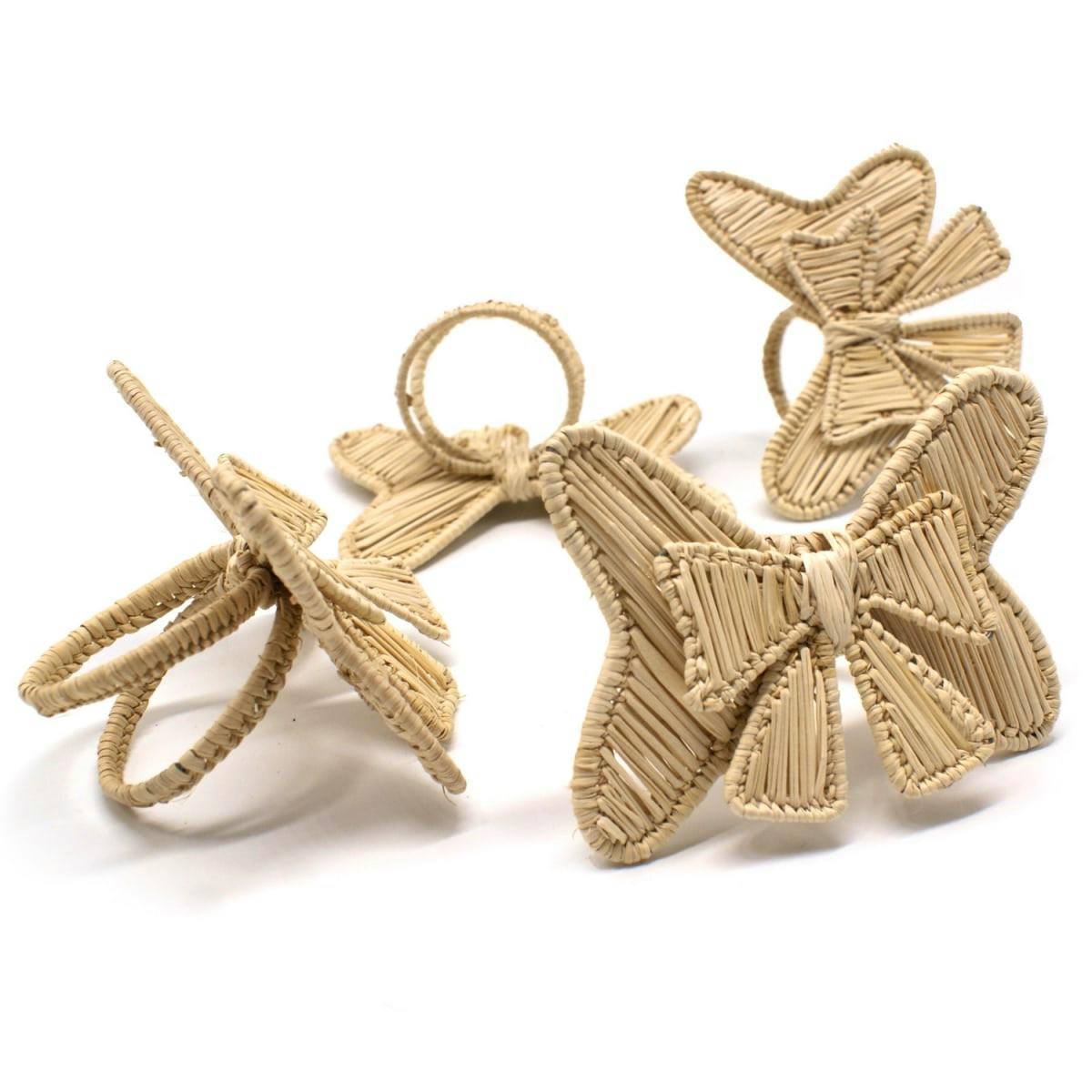 Wolf & Badger Natural Straw Bow Napkin Rings Set of 4, £35