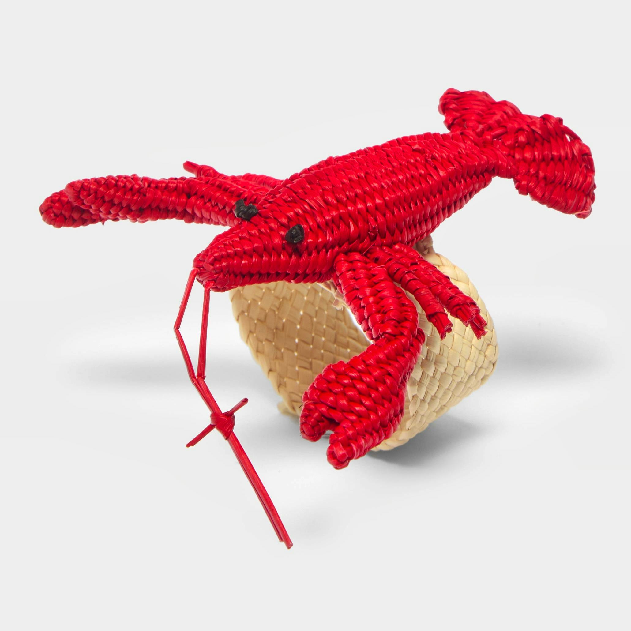 Abask Lobster Handwoven Iraca Palm Napkin Rings Set Of Four, £75