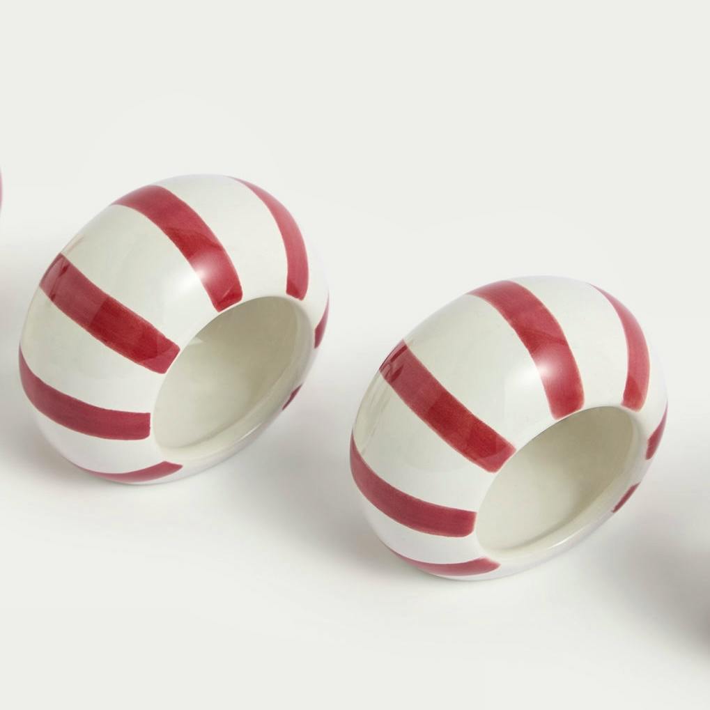 M&S Striped Ceramic Set Of Four Napkin Rings, £12