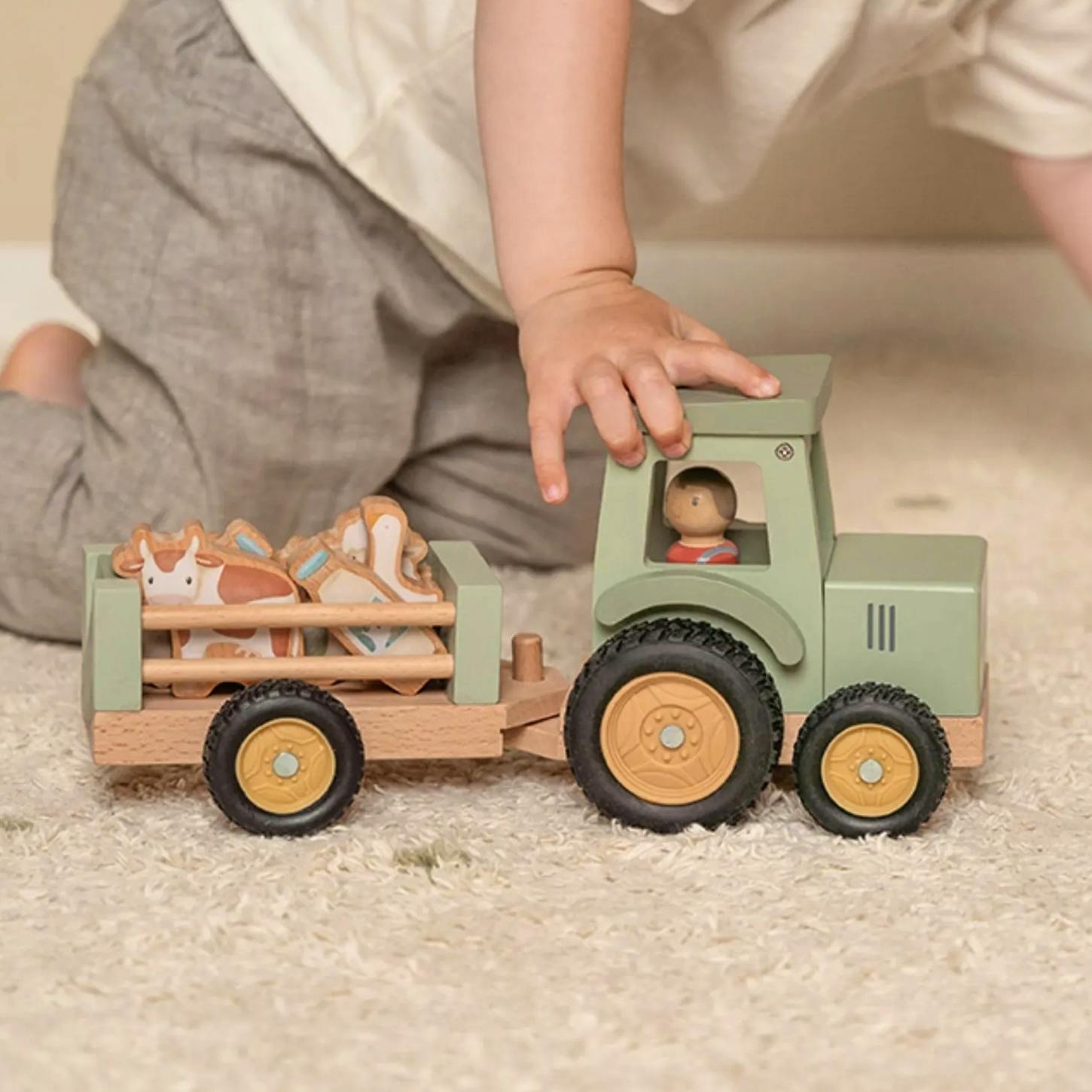 Little Dutch FSC Wooden Tractor And Trailer - Little Farm, £29