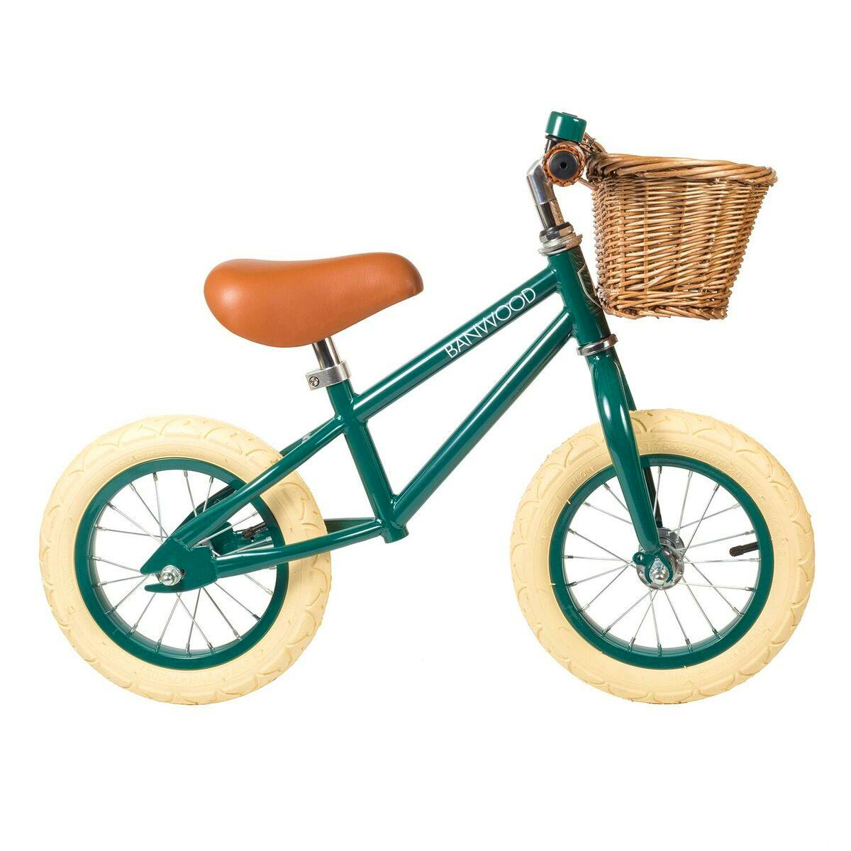 Banwood Balance Bike & Basket - Dark Green, £149
