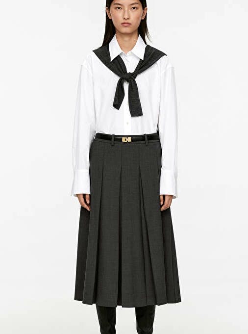 Arket Pleated Wool Blend Skirt, £139