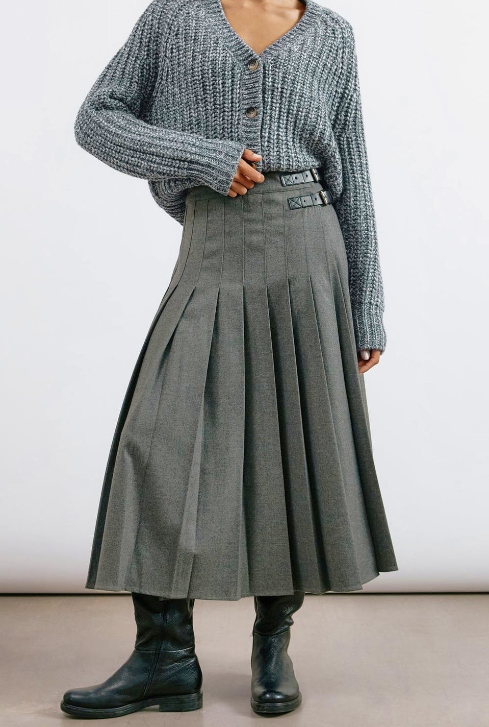Albany Grey Flannel Kilt Midi Skirt, £99