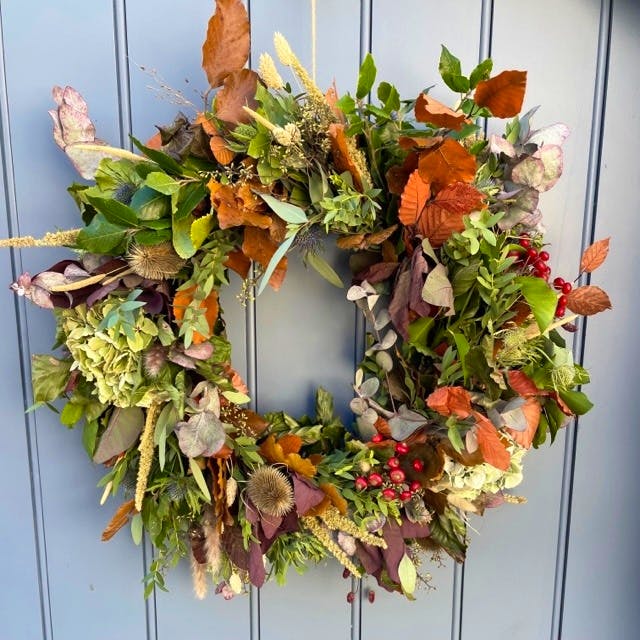 Flowers Of Bath Autumnal Wreath, £75