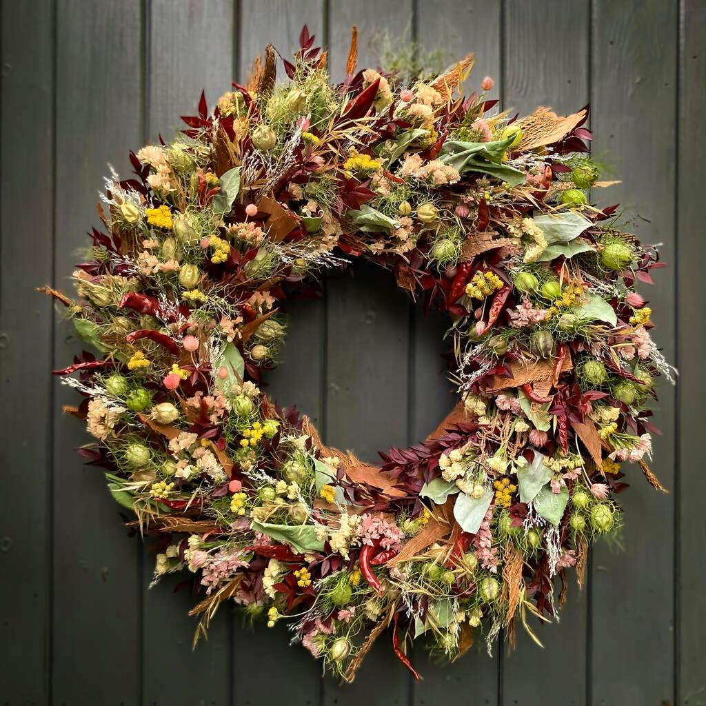 Not On The High Street Dried Autumn Wreath With Chillies 'Hansel', £57