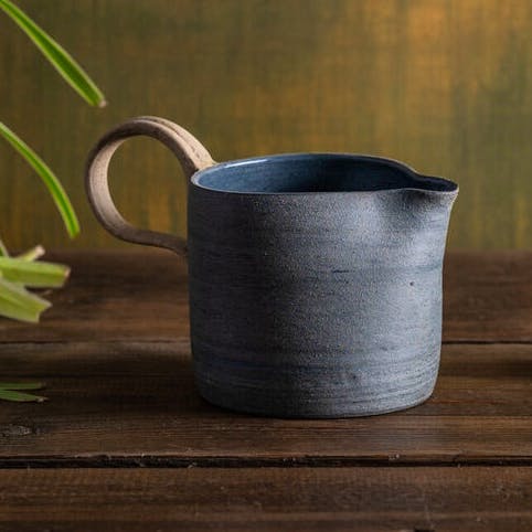 Karen Dawn Curtis 500 ml Hand-thrown Ceramic Stoneware Gravy Jug in Dark Grey-Blue, £49