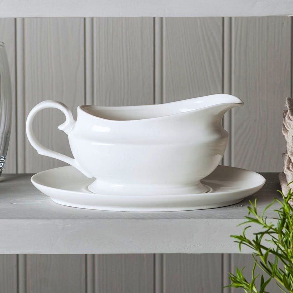 Borough Kitchen Porcelain Gravy Boat with Saucer, £23