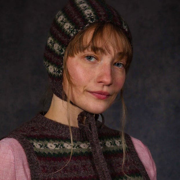 Cabbages & Roses Belle Bonnet in Fair Isle Wool, £75