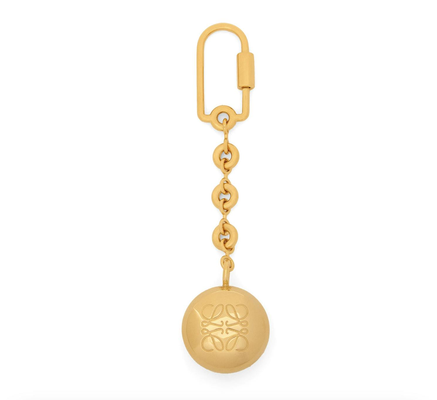 Loewe Pebble Keyring In Brass, £250