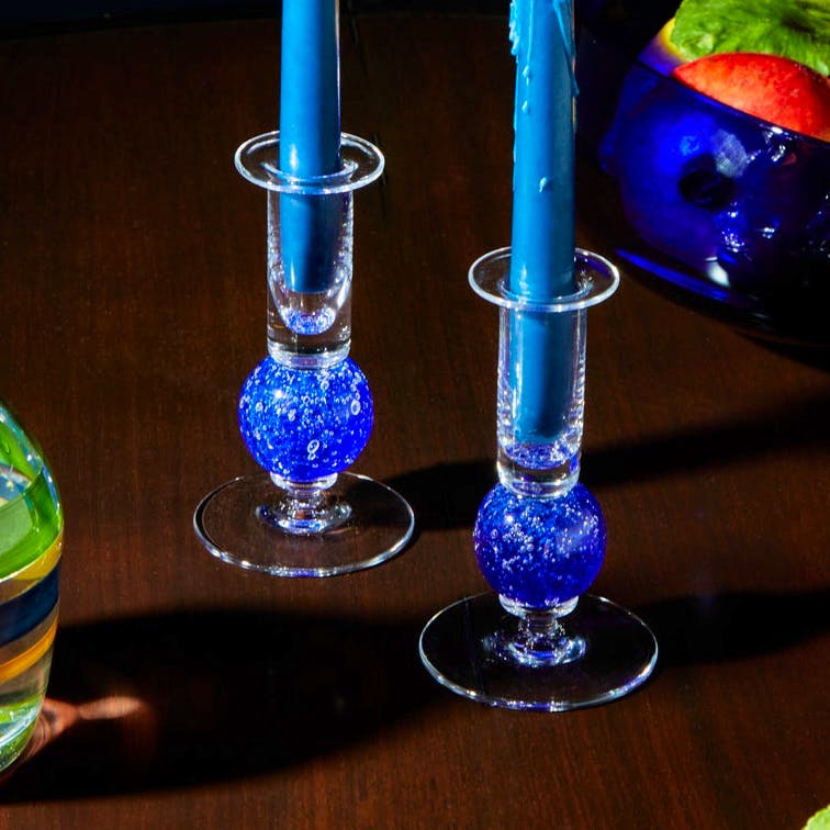 Abask Stewart Hearn, Stellar Hand-Blown Glass Candlesticks (Set of 2), £112