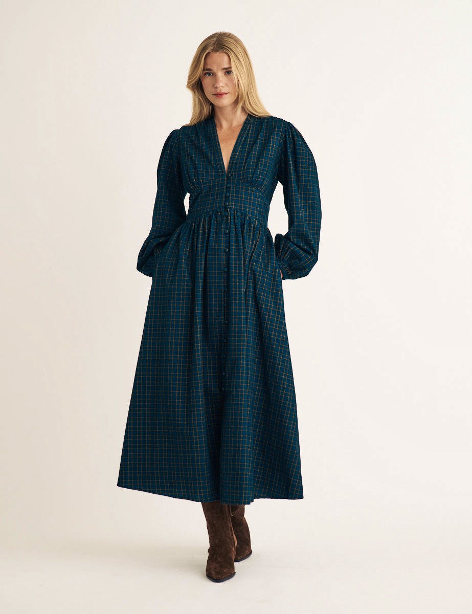 Nobody’s Child Navy Cord Check Starlight Midi Dress, £89