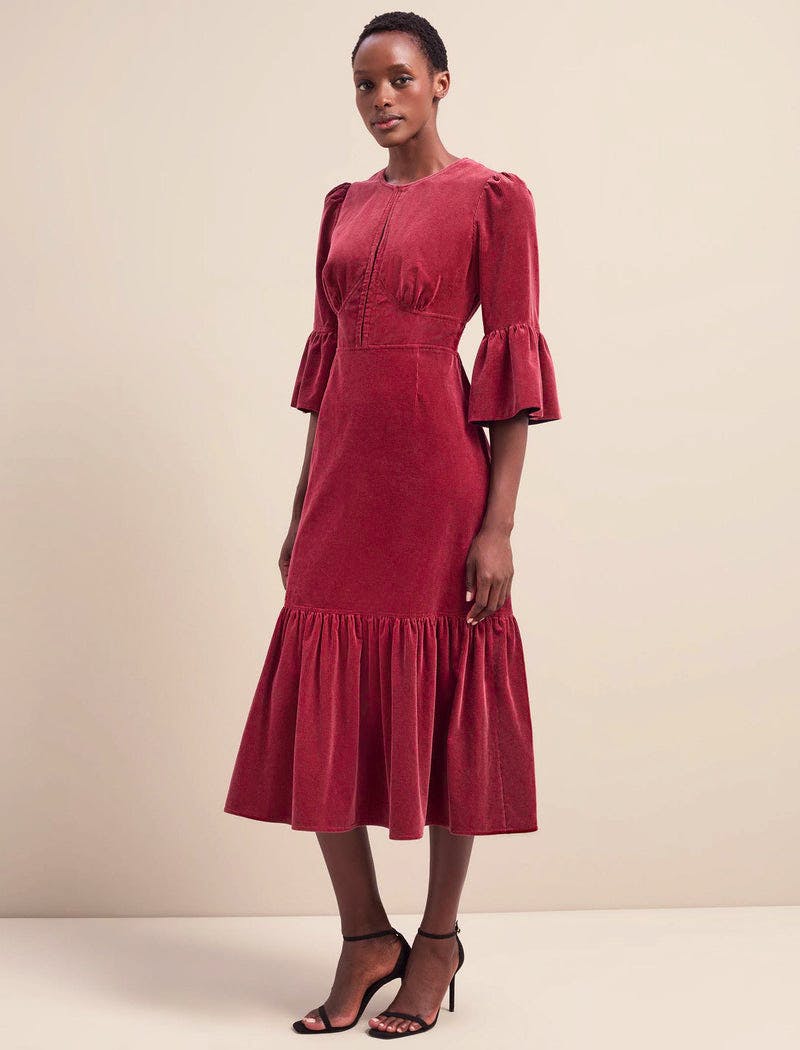 Cefinn Daphne Corduroy Maxi Dress – Blush, £340