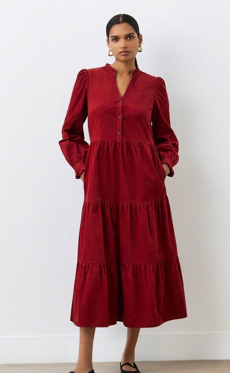 Finery Gianna Rust Corduroy Midi Dress, £69