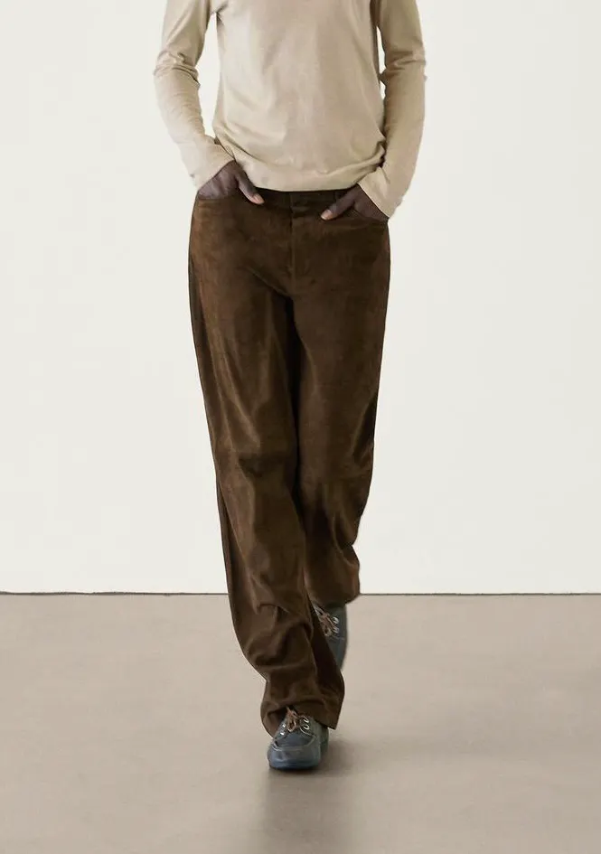 Massimo Dutti Suede Leather Straight Trousers, £299