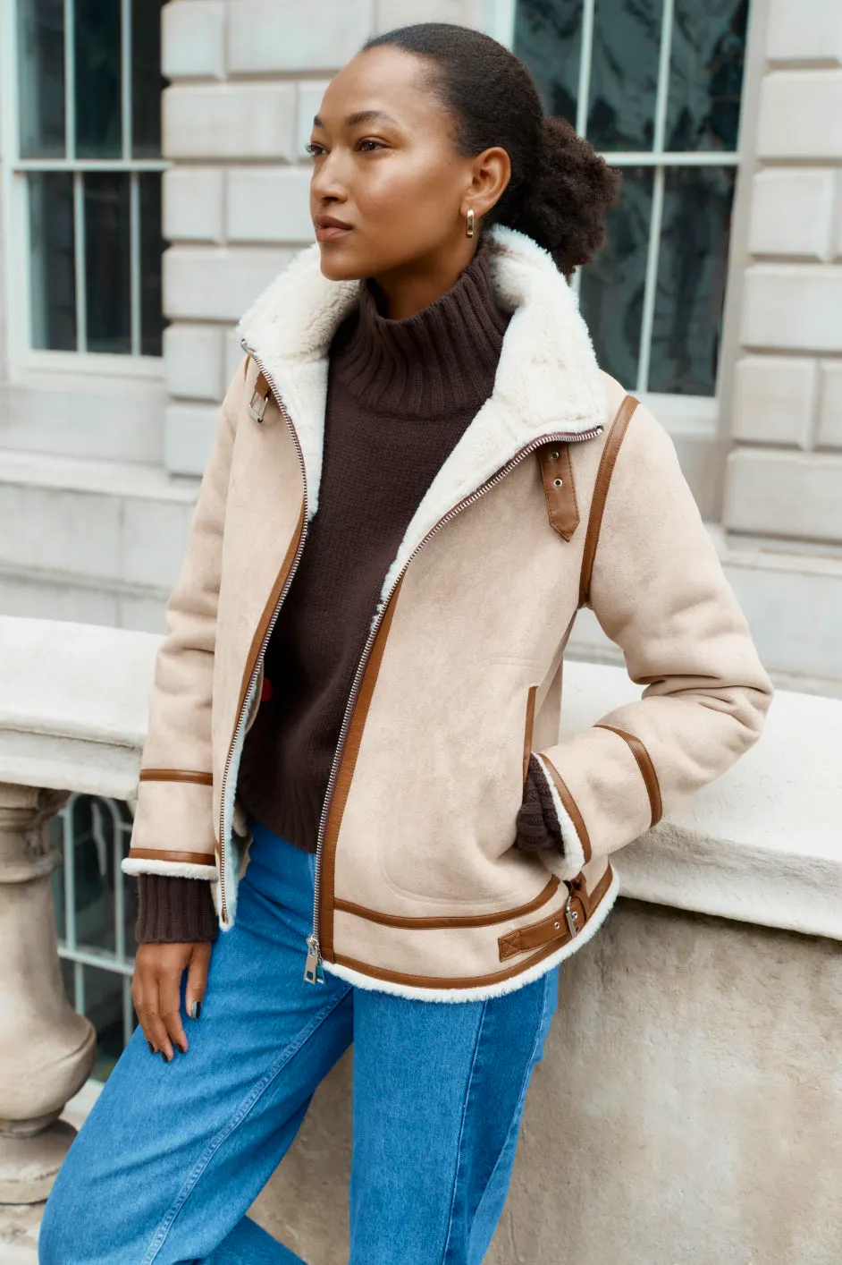 Wyse London Holly Aviator Suede Jacket, £375