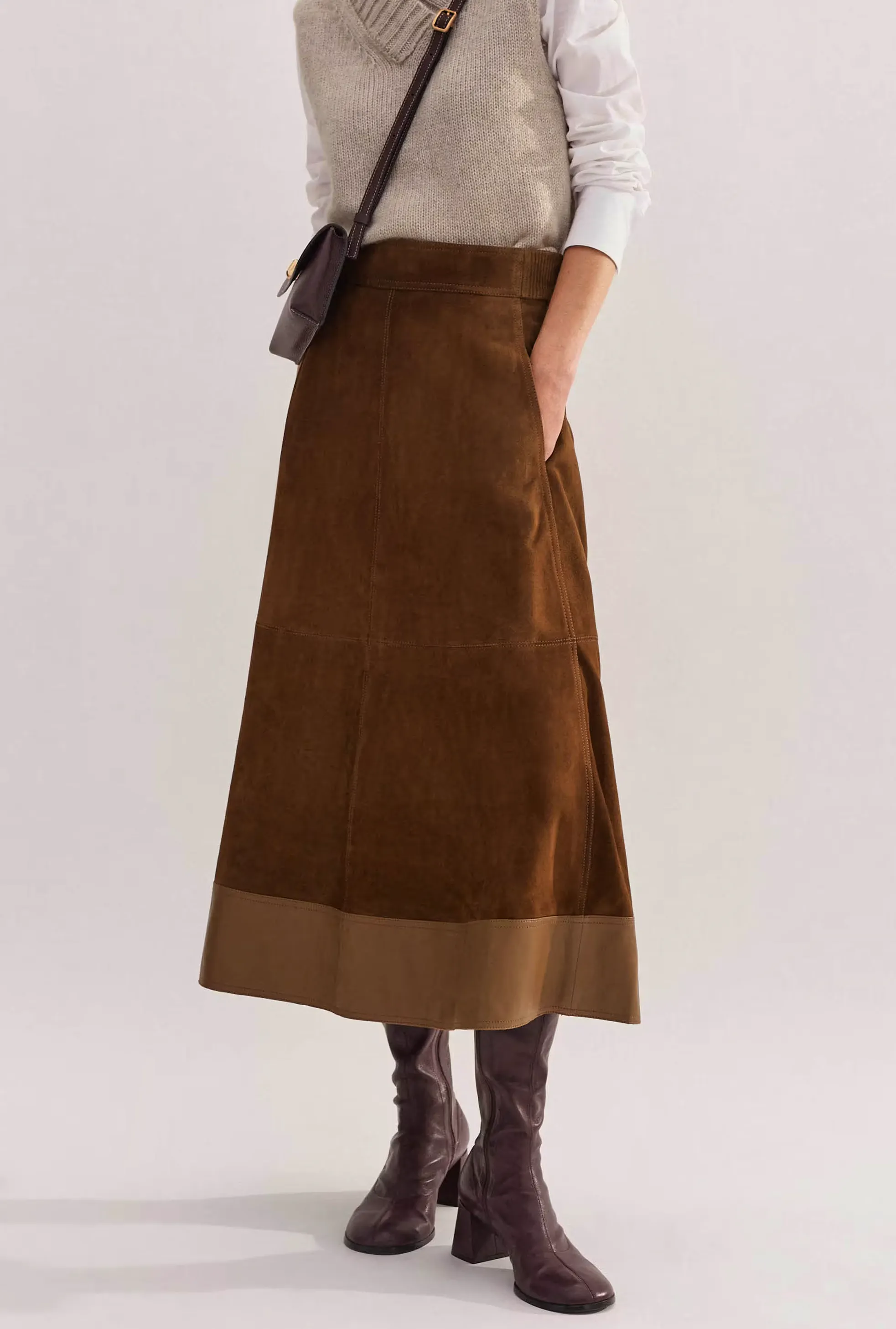Me&Em Suede Midi Skirt, £495