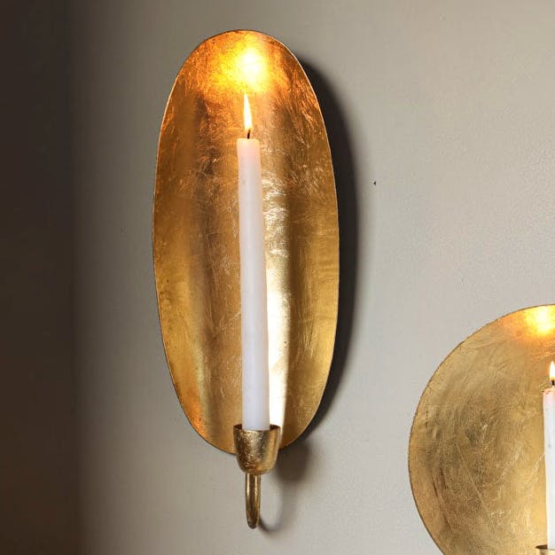 Rockett St George Oval Gold Leaf Candlestick Holder Sconce, £50
