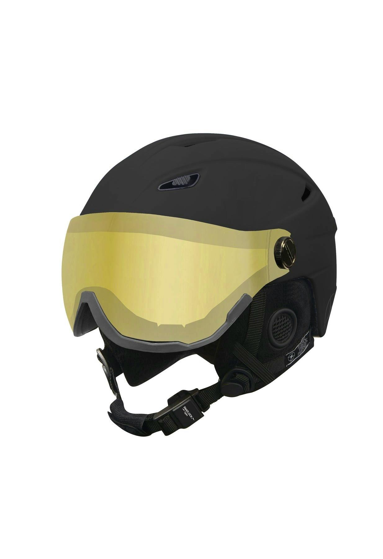 Manbi Park Ladies Black Ski Helmet with Gold Tinted Visor, Winternational £109