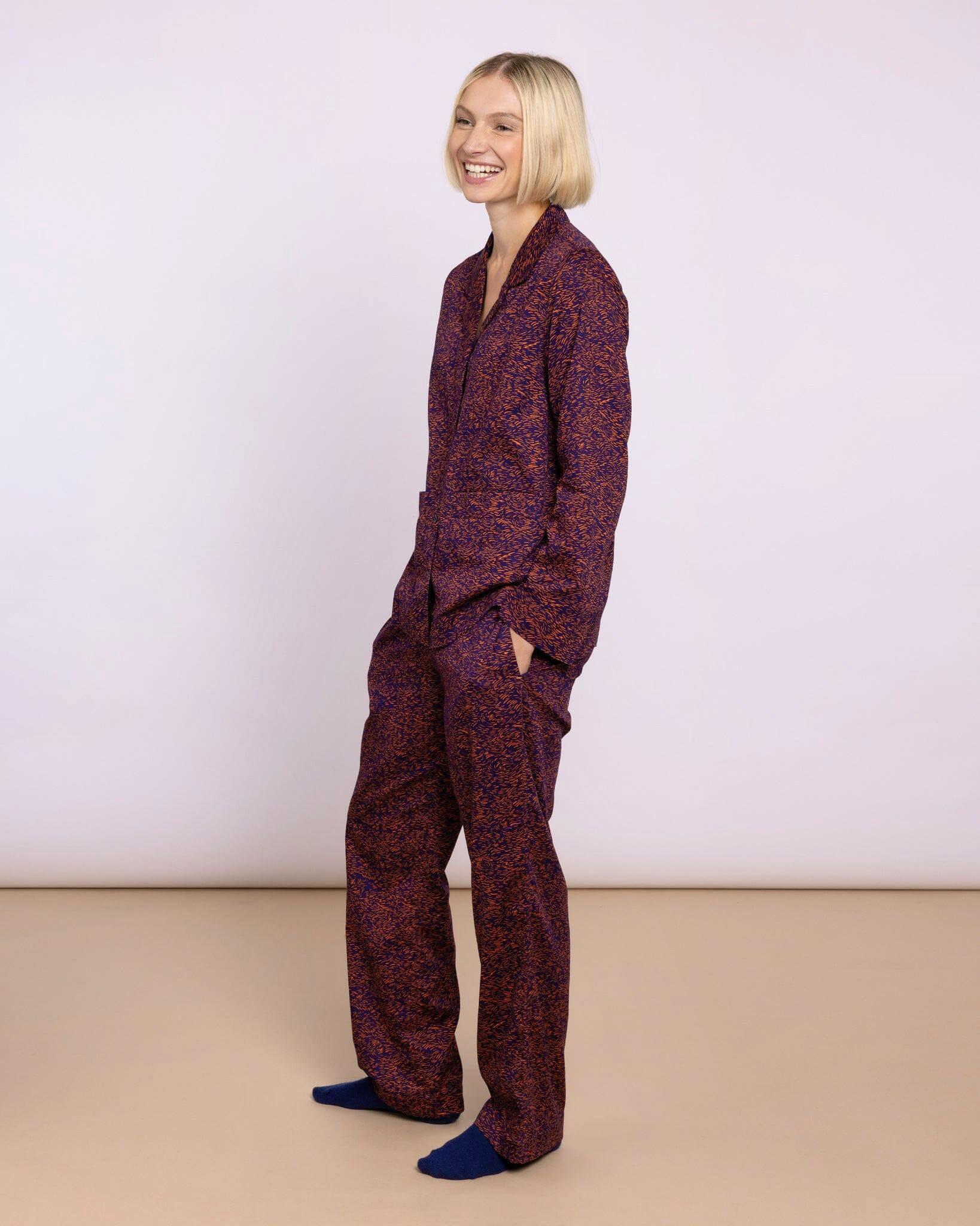 Yawn Organic Cotton Navy Pyjamas, Field of Dreams, £95